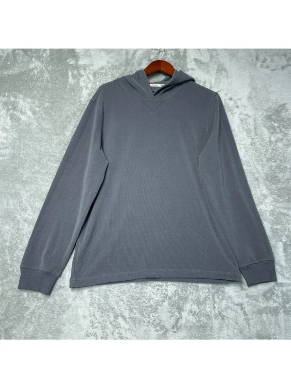 Eddie Bauer Men's Medium Gray Textured Lounge Hoodie Polyester Blend e1515